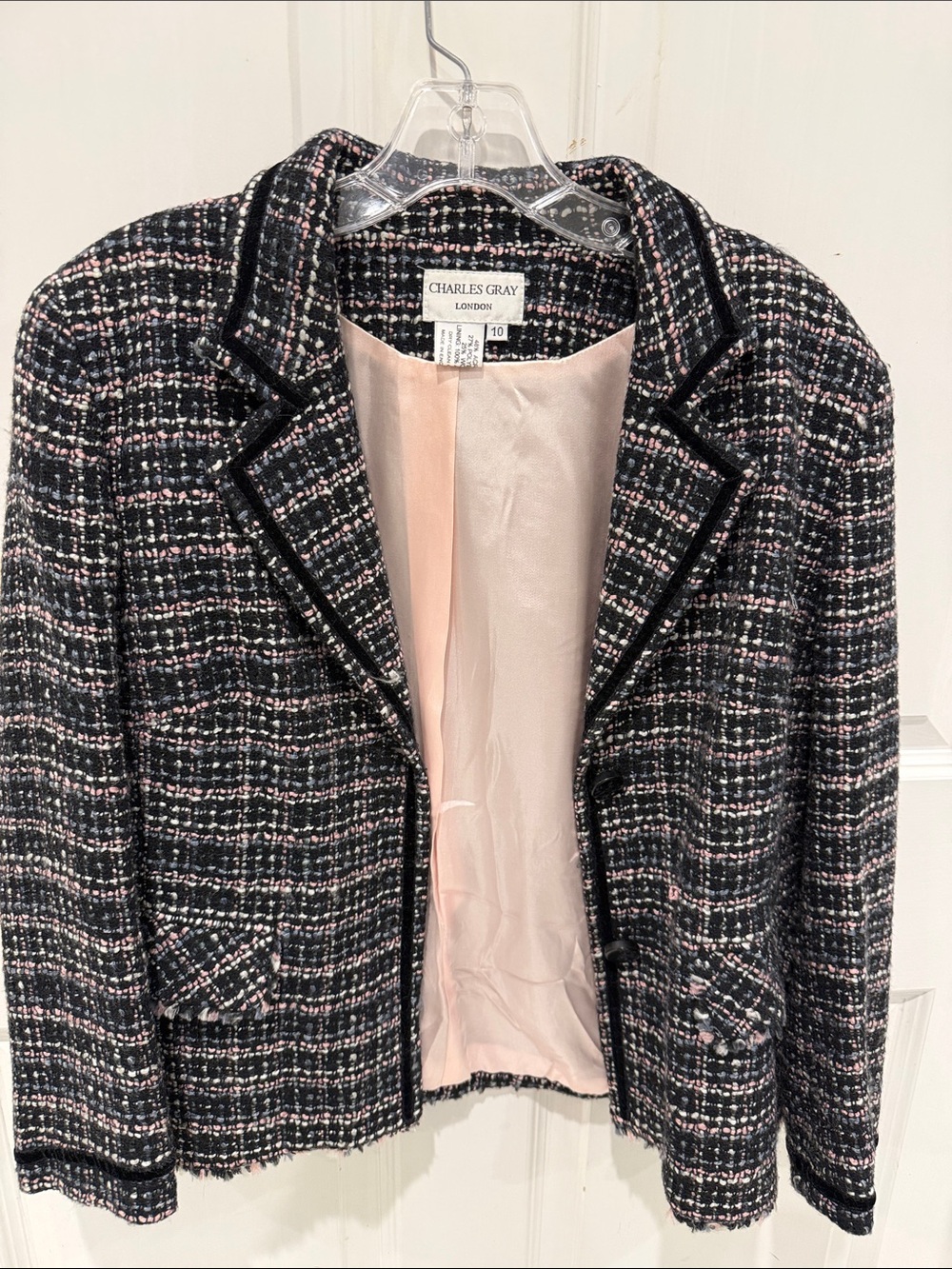 Charles Gray Black and Pink Tweed Blazer